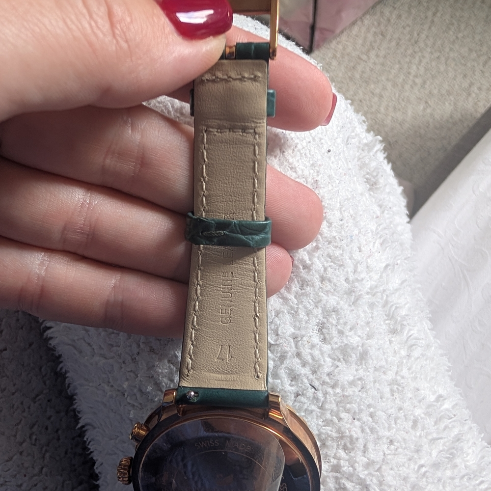 Swarovski Chrono Green Leather Women's Watch - Picture 10 of 12